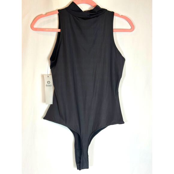 Mono b High Cowl Neck Sleeveless Bodysuit Black L - Picture 2 of 11